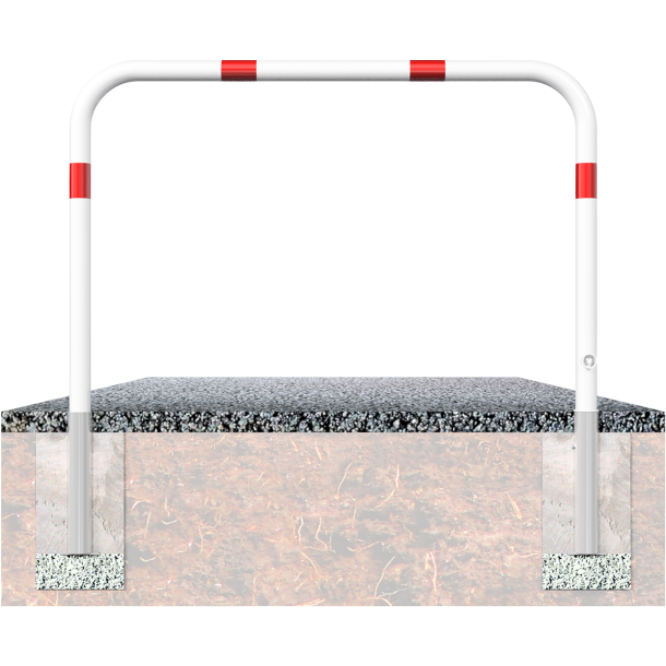 Access barriers | removable and revolving | with triangular locking mechanism | without quarter-bent bar | hot-dip galvanized and white coatedwith red reflecting stripes | total width: 2000 mm